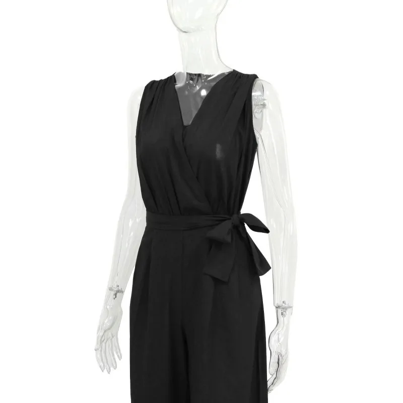 Summer Fashion Concise Elegant Ladies Sleeveless V Neck Womens Jumpsuits Butterfly Knot Sashes Design Solid Color Chiffon Romper
Summer Fashion Concise Elegant Ladies Sleeveless V Neck Womens Jumpsuits Butterfly Knot Sashes Design Solid Color Chiffon Romper