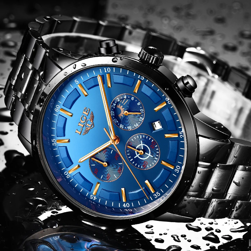 LIGE мужские часы модные спортивные кварцевые лучший бренд Роскошные полностью