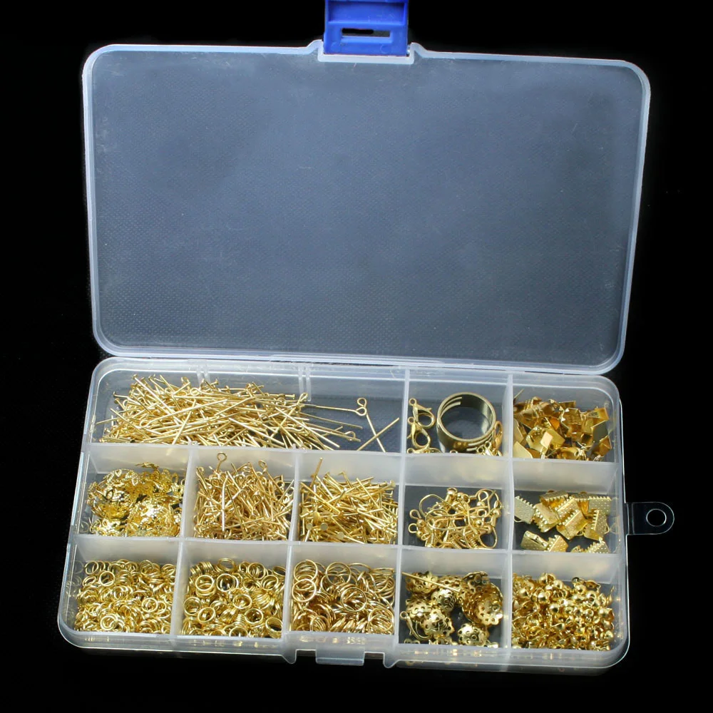 DIY Jewelry Findings Kit Gold Color Accessories Bead Caps/Jump Rings/Clasps/Pins for DIY Fashion Charms Earrings Jewelry Making
DIY Jewelry Findings Kit Gold Color Accessories Bead Caps/Jump Rings/Clasps/Pins for DIY Fashion Charms Earrings Jewelry Making