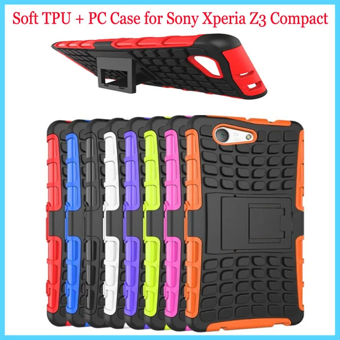 Для Sony Z 3 Compact TPU & Plastic Stand Противоскользящий Износостойкий чехол для Xperia Z3 D5803 D5833 7