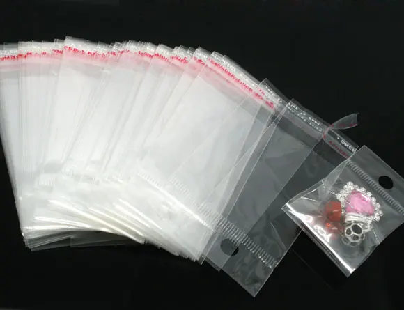 85PCs Clear Self Adhesive Seal Plastic Bags W/Hang Hole 10x4cm new