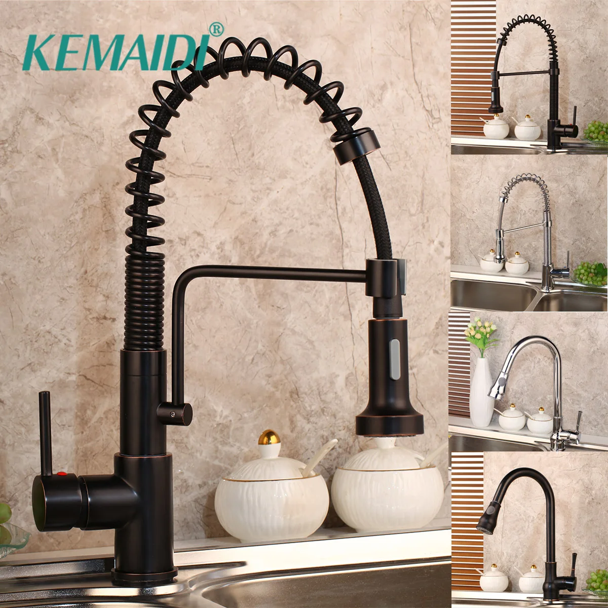 KEMAIDI Black Kitchen Faucet Pull Out Kitchen Faucet Mixer 360 Degree Swivel Chrome Finished Kitchen Tap bateria kuchenna
KEMAIDI Black Kitchen Faucet Pull Out Kitchen Faucet Mixer 360 Degree Swivel Chrome Finished Kitchen Tap bateria kuchenna