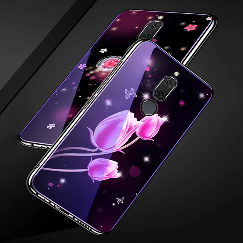 Чехол для Huawei mate 10 lite чехол из синего закаленного стекла задняя крышка mate10 чехлы