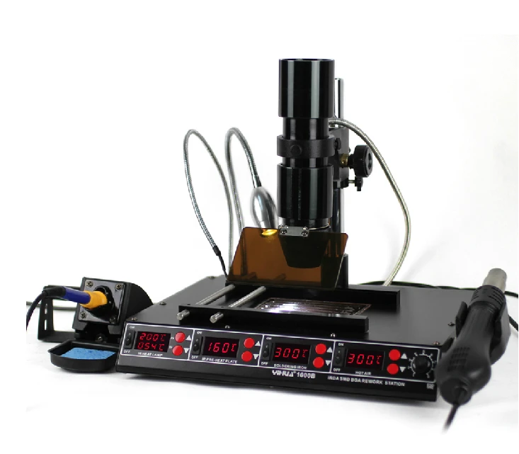 YIHUA 1000B 3 in 1 Infrared Bga Rework Station SMD Hot Air Gun+75W Soldering Irons+540W Preheating Station
YIHUA 1000B 3 in 1 Infrared Bga Rework Station SMD Hot Air Gun+75W Soldering Irons+540W Preheating Station