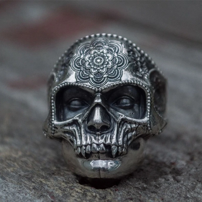 Unique Silver Color 316L Stainless Steel Heavy Sugar Skull Ring Mens Mandala Flower Santa Muerte Biker Jewelry
Unique Silver Color 316L Stainless Steel Heavy Sugar Skull Ring Mens Mandala Flower Santa Muerte Biker Jewelry
