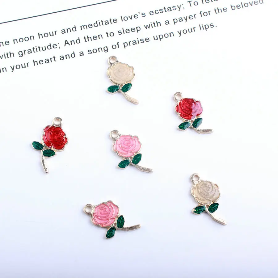 20PCS/Lot Newest Fashion Jewelry Valentine's Day Metal Charms Romantic Rose Flower with Gree Leaves Oil Enamel Charms
20PCS/Lot Newest Fashion Jewelry Valentine's Day Metal Charms Romantic Rose Flower with Gree Leaves Oil Enamel Charms