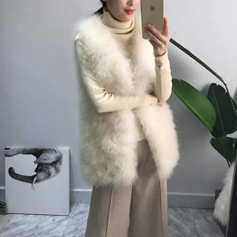 Long Real Fur Gilet Hand-knitted Natural Ostrich Feather Fur Waistcoat High Quality Genuine Fluffy Fur Fever Vest Charcoal Grey
Long Real Fur Gilet Hand-knitted Natural Ostrich Feather Fur Waistcoat High Quality Genuine Fluffy Fur Fever Vest Charcoal Grey