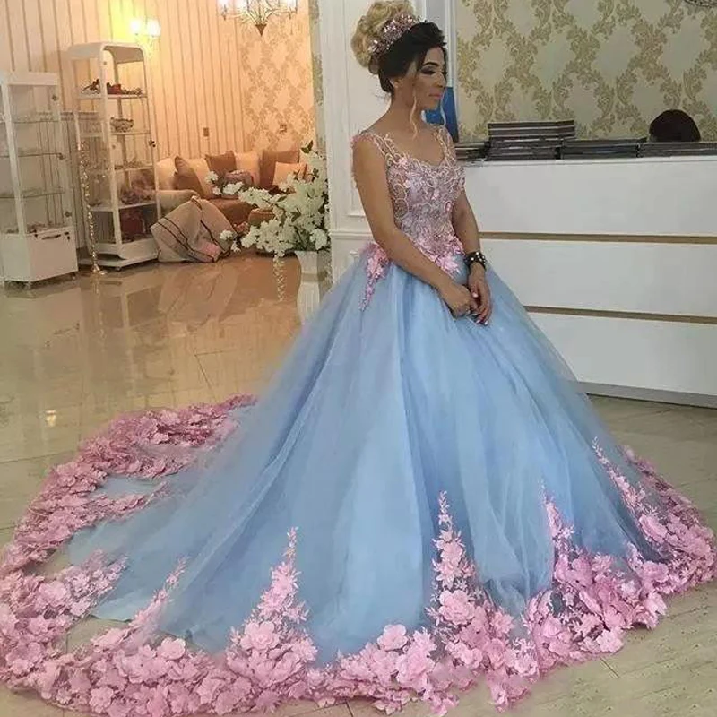 Baby Blue 3D Floral Masquerade Ball Gowns 2018 Luxury Cathedral Train Flowers Quinceanera Dresses Prom Gowns Sweet Girls 16 Year
Baby Blue 3D Floral Masquerade Ball Gowns 2018 Luxury Cathedral Train Flowers Quinceanera Dresses Prom Gowns Sweet Girls 16 Year