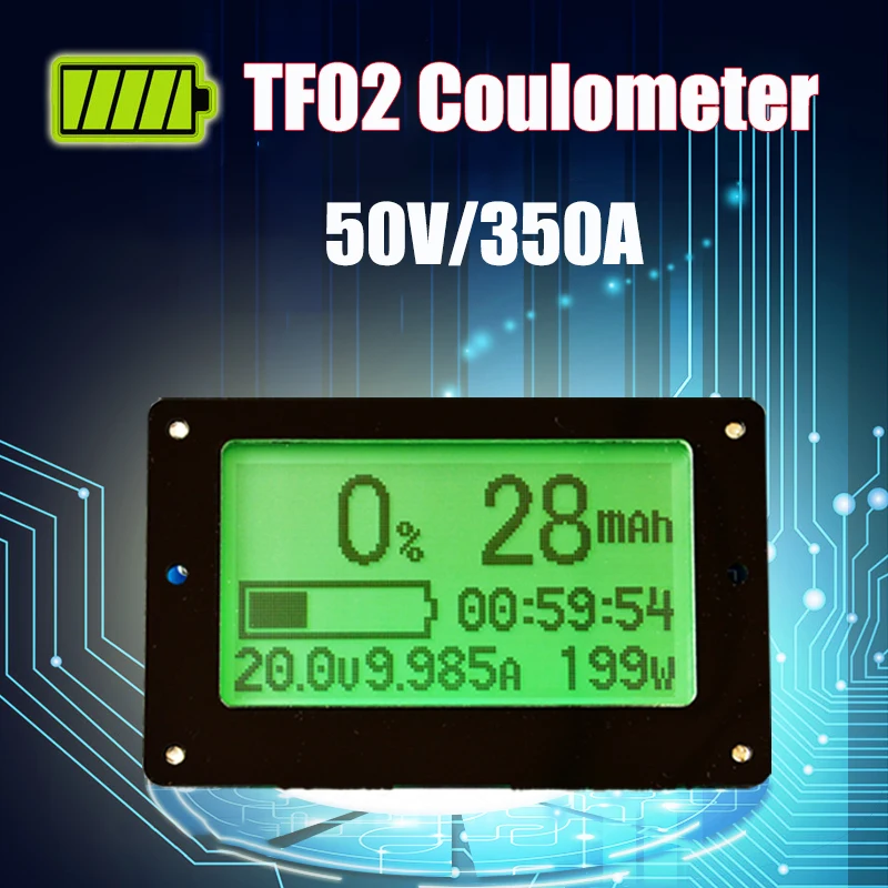 TF02 50V 350A Universal Battery Capacity Tester Voltage Current Indicator Panel Coulomb Meter Coulometer
TF02 50V 350A Universal Battery Capacity Tester Voltage Current Indicator Panel Coulomb Meter Coulometer
