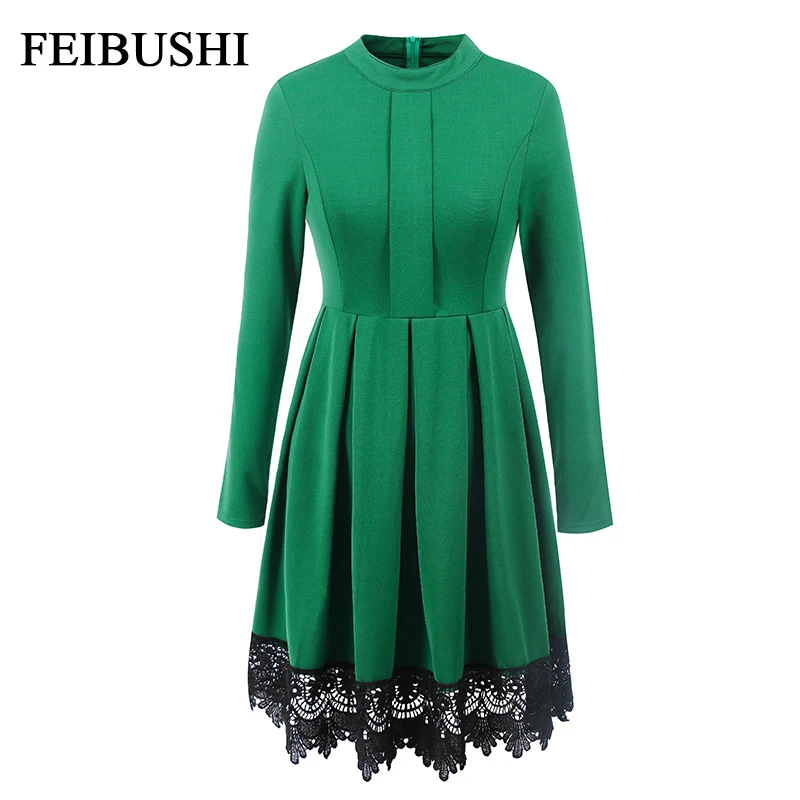 FEIBUSHI Elegant Lace Stitching Long Sleeve Dress Womens Vintage Spring O Neck Work Office Casual Party A Line Skater Dress
FEIBUSHI Elegant Lace Stitching Long Sleeve Dress Womens Vintage Spring O Neck Work Office Casual Party A Line Skater Dress