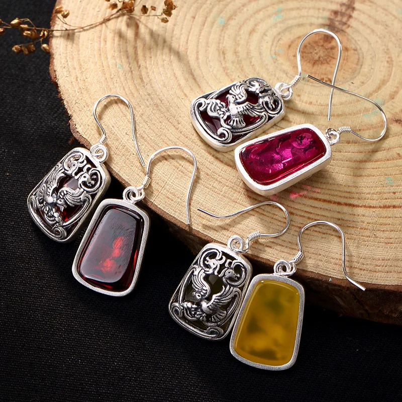 S990 fine silver phoenix peony pomegranate red high-grade silver restoring ancient ways ms Thai silver stud earrings
S990 fine silver phoenix peony pomegranate red high-grade silver restoring ancient ways ms Thai silver stud earrings