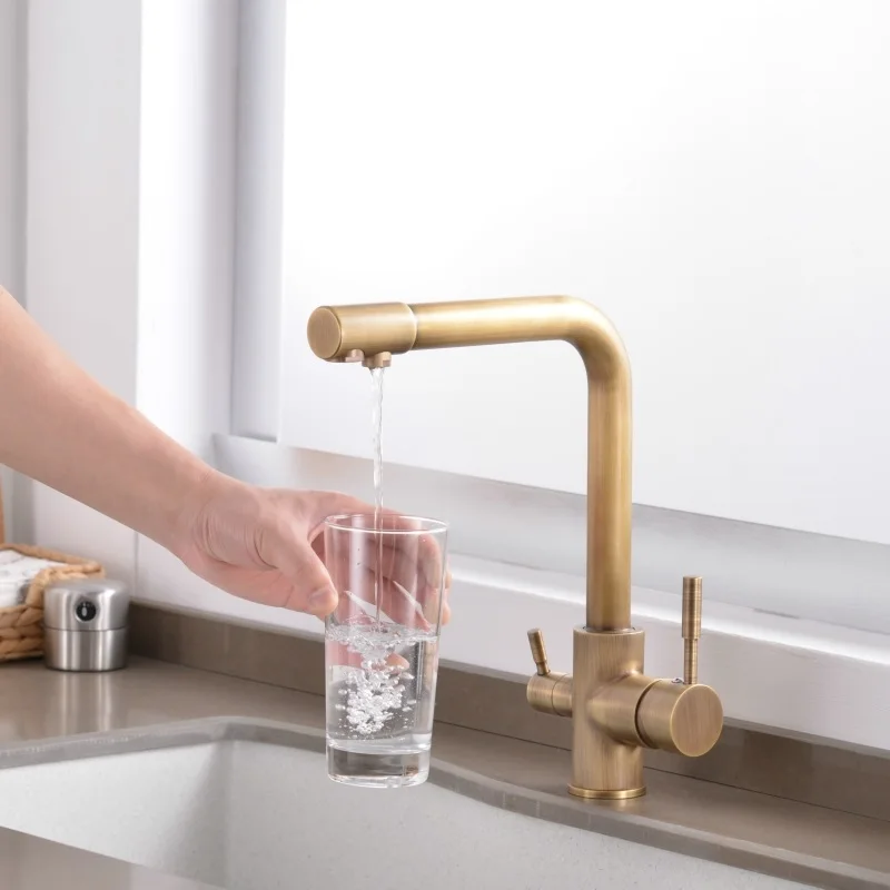 Kitchen faucet American bronze pure water Copper single hole Hot and cold Multifunction Wash basin sink | Обустройство дома