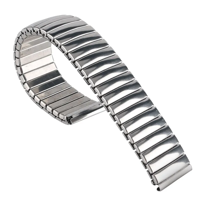 18mm Silver Stainless Steel Elasticity Watchband Fashion Bracelet Wristwatch Band Strap Replacement Mens Womens + 2 Spring Bars | Наручные