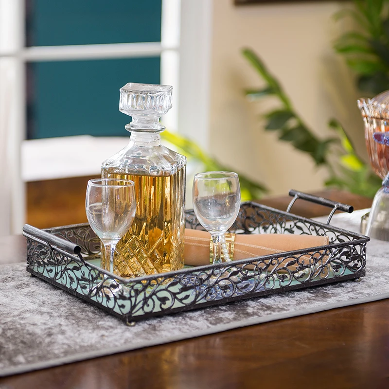 European Style Iron Art Rectangular Tea Tray Cosmetic Organizer Storage Tray Peacock Pattern Decorative Plate Vintage Home Decor
European Style Iron Art Rectangular Tea Tray Cosmetic Organizer Storage Tray Peacock Pattern Decorative Plate Vintage Home Decor
