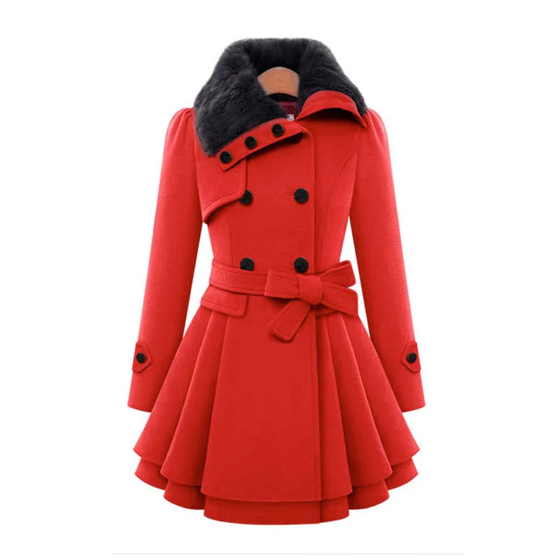 2020 Fur Collar Double-breasted Winter Coat Female Woolen Coats Thick Warm Especially Women Slim Belt Pleated Long Coat Women
2020 Fur Collar Double-breasted Winter Coat Female Woolen Coats Thick Warm Especially Women Slim Belt Pleated Long Coat Women