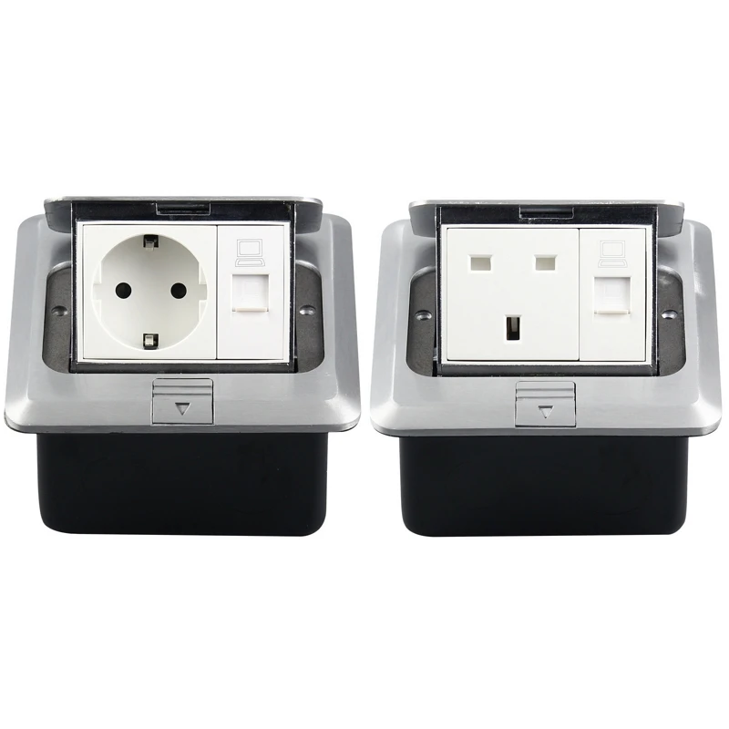 EU Standard Pop Up Floor Socket Aluminum Panel German/UK Type Power Electrical Outlet With RJ45 Internet Computer Port 13A/16A
EU Standard Pop Up Floor Socket Aluminum Panel German/UK Type Power Electrical Outlet With RJ45 Internet Computer Port 13A/16A