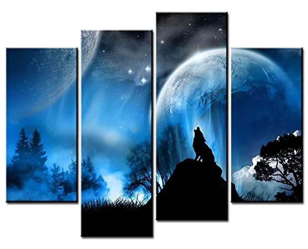 4 picture Black Wolf Moon Wall Painting Home decor wall poster picture canvas room wall Art Picture Paint
4 picture Black Wolf Moon Wall Painting Home decor wall poster picture canvas room wall Art Picture Paint