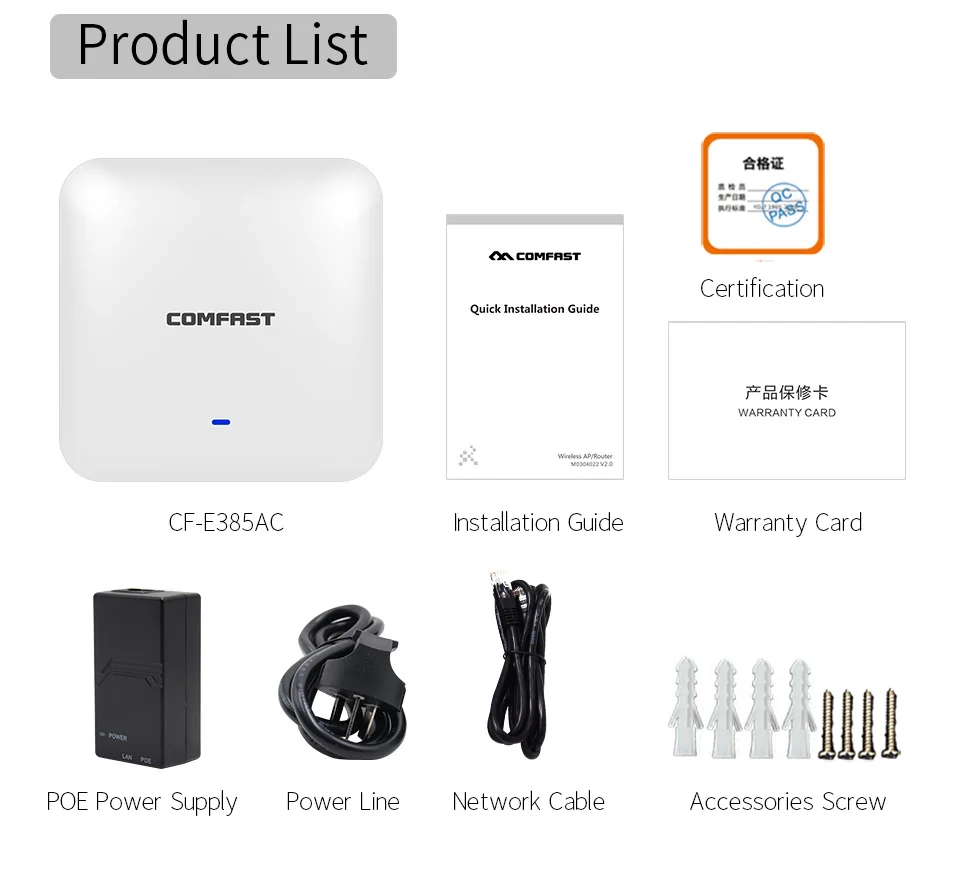 COMFAST CF-E385AC Indoor Wireless Router 2200Mbps Ceiling AP Dual Band WiFi Access Point Antenna 48vpoe Wi fi Signal Amplifier
COMFAST CF-E385AC Indoor Wireless Router 2200Mbps Ceiling AP Dual Band WiFi Access Point Antenna 48vpoe Wi fi Signal Amplifier