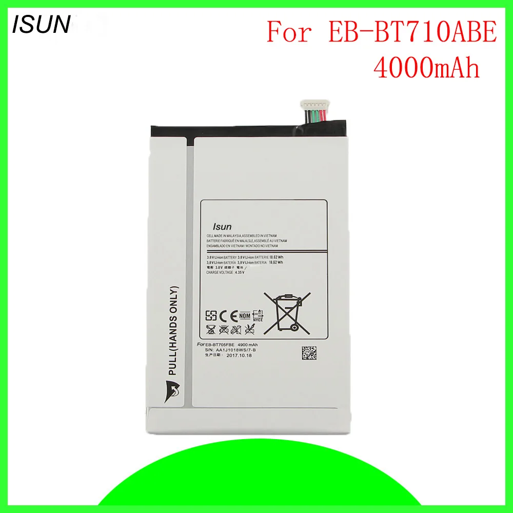 ISUN 5pcs/lot 4000mAh Replacement Battery for Samsung galaxy Tablet Tab S2 8.0" SM-T710 T710 EB-BT710ABA / EB-BT710ABE battery
ISUN 5pcs/lot 4000mAh Replacement Battery for Samsung galaxy Tablet Tab S2 8.0" SM-T710 T710 EB-BT710ABA / EB-BT710ABE battery