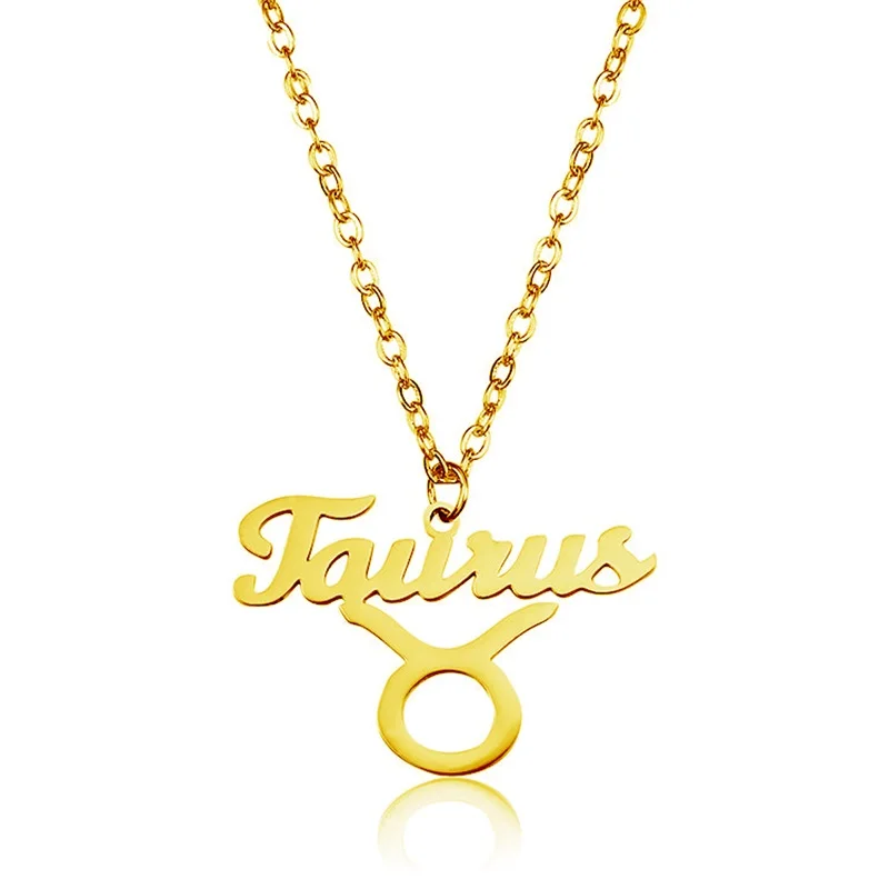 Stainless steel constellation Taurus pendant necklace gold letter necklace men and women jewelry Valentine's Day gift
Stainless steel constellation Taurus pendant necklace gold letter necklace men and women jewelry Valentine's Day gift