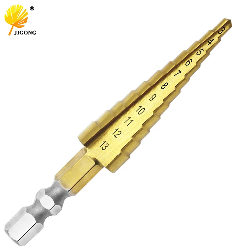 1pc 3-13mm HSS Steel Titanium Step Drill Bits Step Cone Cutting Tools Steel Woodworking Wood Metal Drilling
1pc 3-13mm HSS Steel Titanium Step Drill Bits Step Cone Cutting Tools Steel Woodworking Wood Metal Drilling