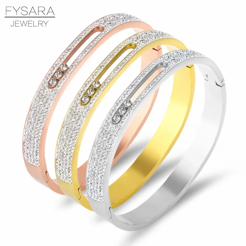 FYSARA Cubic Zirconia Crystals Three Turnable Bangles For Women Slide Love Bangles Luxury Brand Fashion Stainless Steel Bangles
FYSARA Cubic Zirconia Crystals Three Turnable Bangles For Women Slide Love Bangles Luxury Brand Fashion Stainless Steel Bangles