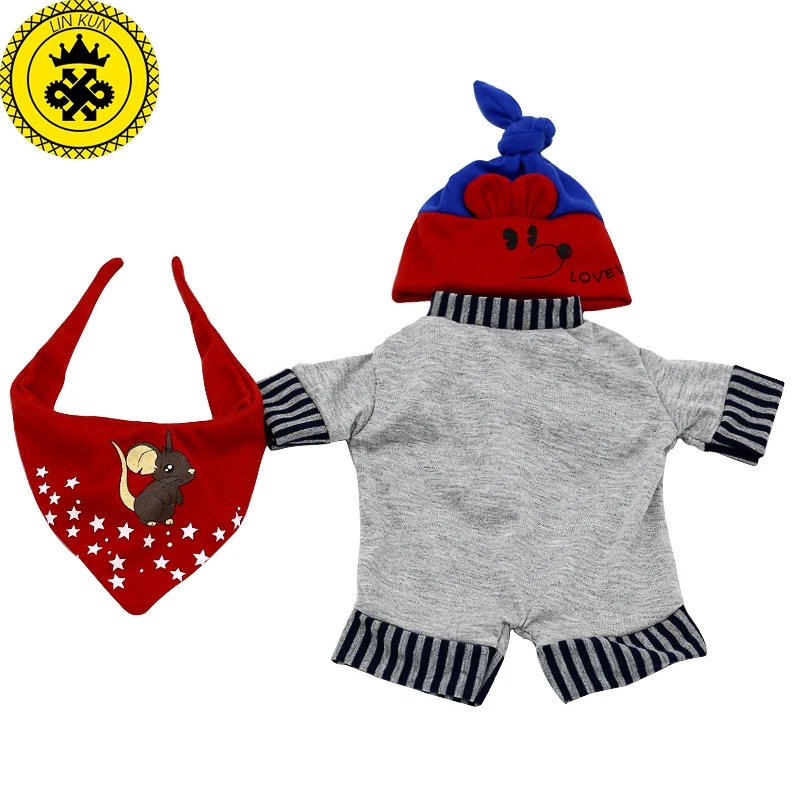 Baby Doll Clothes Cartoon Mouse T-shirt + Shorts + Hat + Bibs Suit Fit 43cm Baby 16-18 inch Doll Accessories T-13
Baby Doll Clothes Cartoon Mouse T-shirt + Shorts + Hat + Bibs Suit Fit 43cm Baby 16-18 inch Doll Accessories T-13