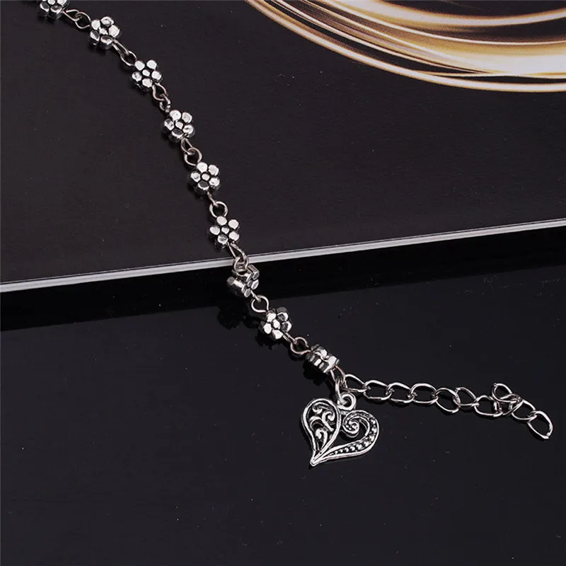 Heart Flower Pendant Anklet Foot Chain Silver Color Ankle Bracelet Charm Sandals Beach Foot Jewelry Gift for Women Girls Lady
Heart Flower Pendant Anklet Foot Chain Silver Color Ankle Bracelet Charm Sandals Beach Foot Jewelry Gift for Women Girls Lady