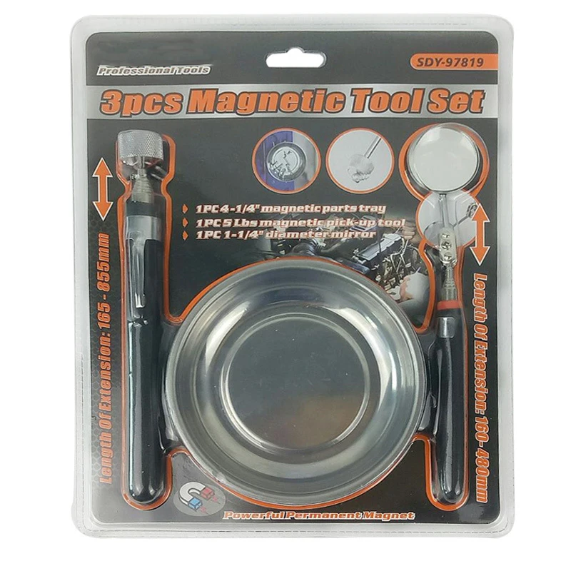 3 pcs Magnetic Tool Set Telescopic Mirror Pick-up Tool Magnetic Tray Hand Tool Set
3 pcs Magnetic Tool Set Telescopic Mirror Pick-up Tool Magnetic Tray Hand Tool Set