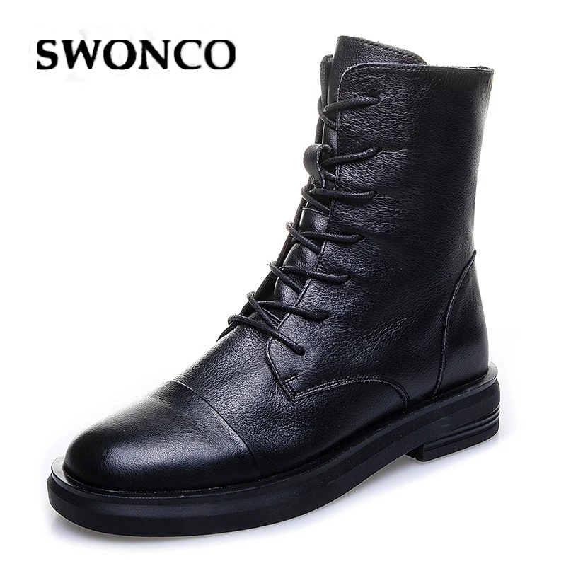 SWONCO Martin Boots Female Genuine Leather Boots Women 2019 Autumn Low Heel High-top Casual Shoes Black Female Knight Boot Lady
SWONCO Martin Boots Female Genuine Leather Boots Women 2019 Autumn Low Heel High-top Casual Shoes Black Female Knight Boot Lady