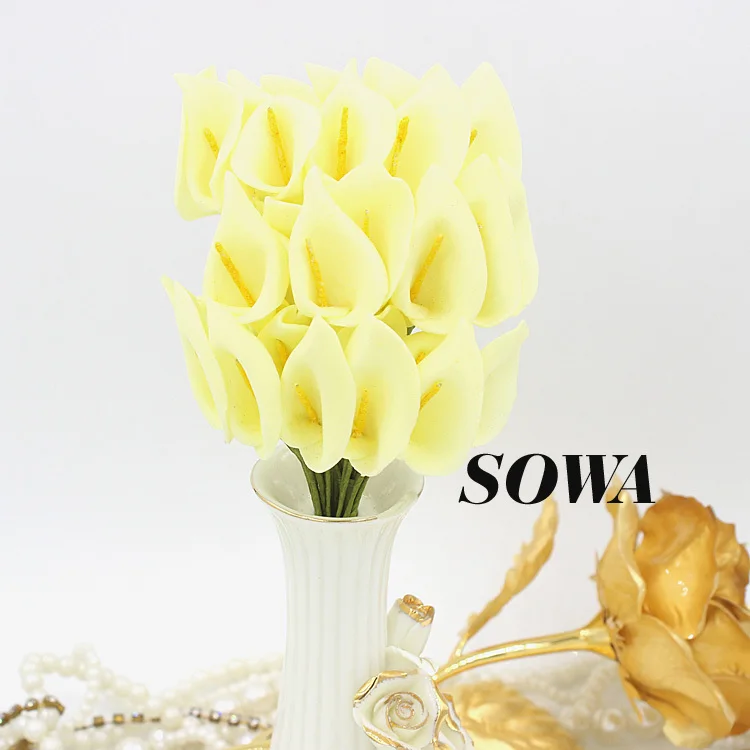 Free Shipping 2.5cm Head 72pcs/lot PE Foam Light Yellow Color Handmade Calla Lily Flower Wedding Bouquet Artificial Decoration
Free Shipping 2.5cm Head 72pcs/lot PE Foam Light Yellow Color Handmade Calla Lily Flower Wedding Bouquet Artificial Decoration