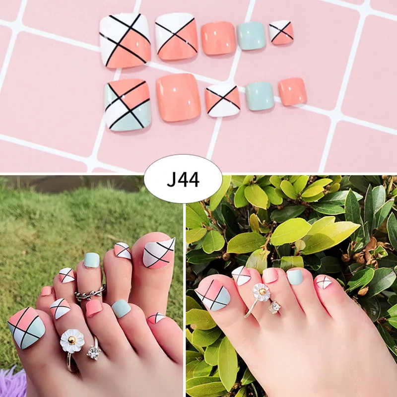 24 Pcs/Set False Toe Nail Tips With Glue Women Fake Toenails Full Cover for Nail Art Decoration SSwell
24 Pcs/Set False Toe Nail Tips With Glue Women Fake Toenails Full Cover for Nail Art Decoration SSwell