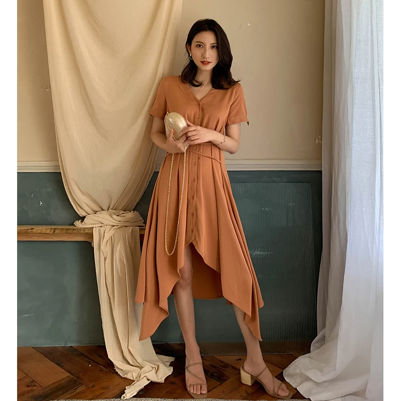 French vintage v-neck lacing irregular dress women summer new high waist bandage slim over the knee Midi dresses
French vintage v-neck lacing irregular dress women summer new high waist bandage slim over the knee Midi dresses