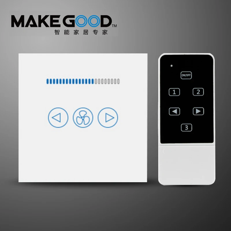 Makegood EU Standard Fan Switch,Wireless Switch, Crystal Glass Panel, 220~250V + LED Indicator with Remote
Makegood EU Standard Fan Switch,Wireless Switch, Crystal Glass Panel, 220~250V + LED Indicator with Remote