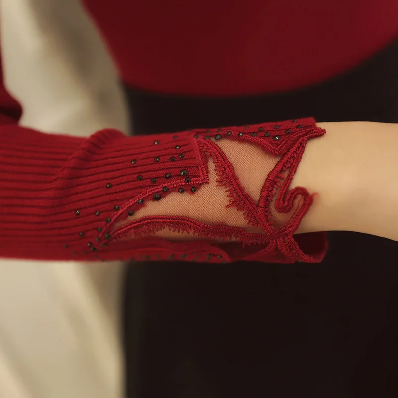 TONGMAO Autumn and winter lace sweater new women's lotus leaf collar pullover sexy slim wild thin sweater Tops bottoming Sweater
TONGMAO Autumn and winter lace sweater new women's lotus leaf collar pullover sexy slim wild thin sweater Tops bottoming Sweater