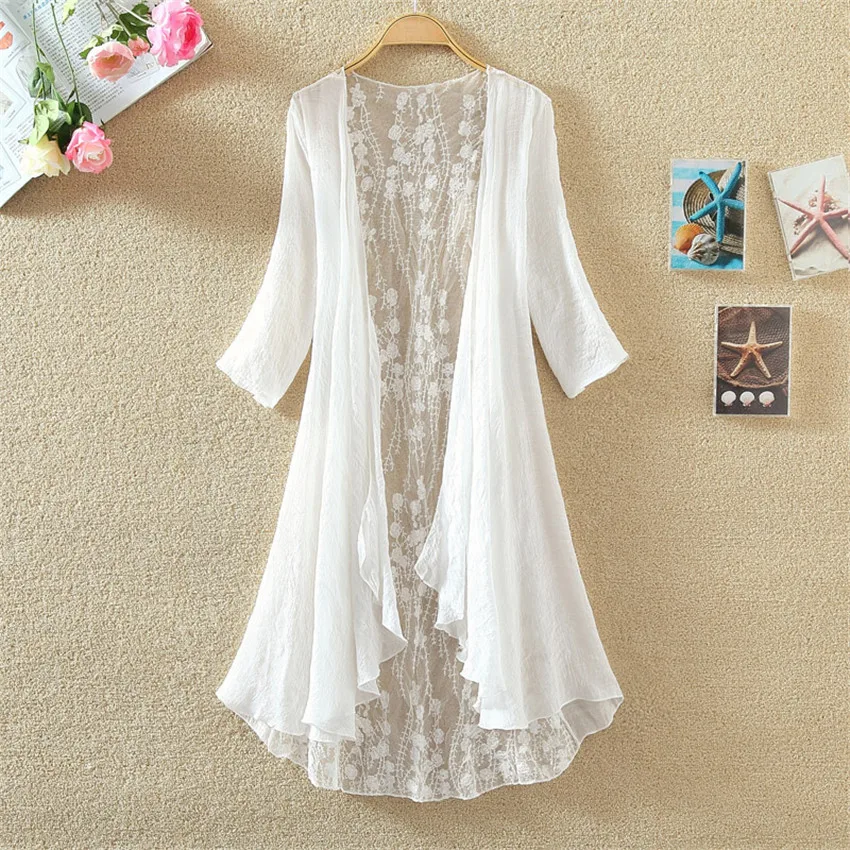 2019 Summer Loose Women Cotton Linen Cardigan Blouses Midi Long Lady Thin Sun Protection Clothing beach Lace Shirts Blusas WZ799
2019 Summer Loose Women Cotton Linen Cardigan Blouses Midi Long Lady Thin Sun Protection Clothing beach Lace Shirts Blusas WZ799