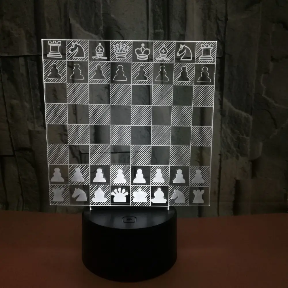 Chess 3D LED Lamp 7 Colors Night Lamps Touch Led USB Table Lampara Sleeping Home Decor Nightlight | Лампы и освещение