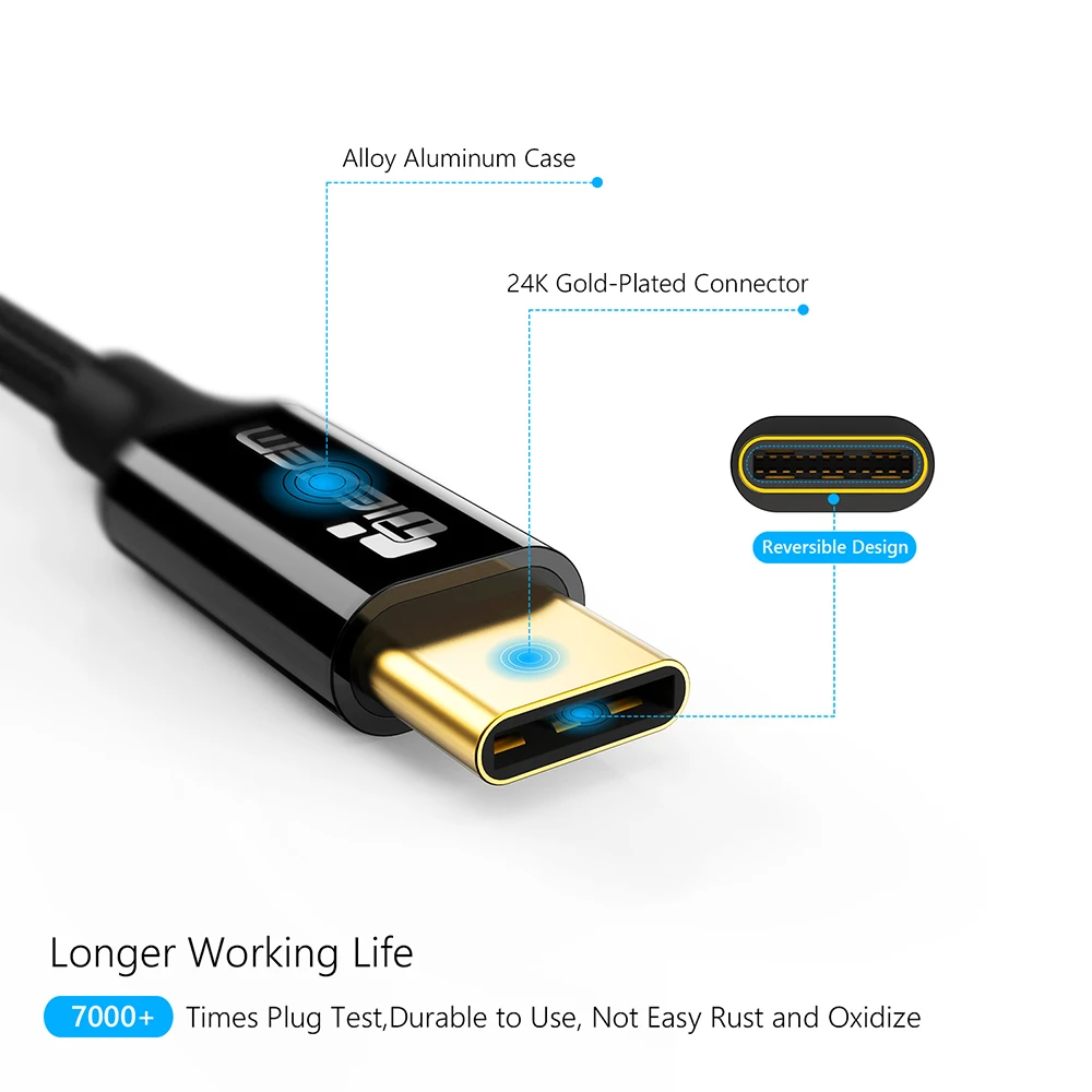 Tiegem USB 3 1 Тип usb C нейлон быстрой зарядки USB-C синхронизации данных Зарядное