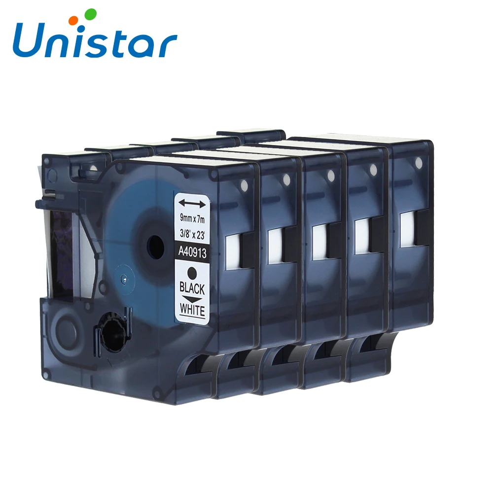 Unistar 5pcs 40913 Label Cartridge compatible for Dymo Label tape 9mm forD1 40913 Label Maker Black on White Label Maker Machine
Unistar 5pcs 40913 Label Cartridge compatible for Dymo Label tape 9mm forD1 40913 Label Maker Black on White Label Maker Machine