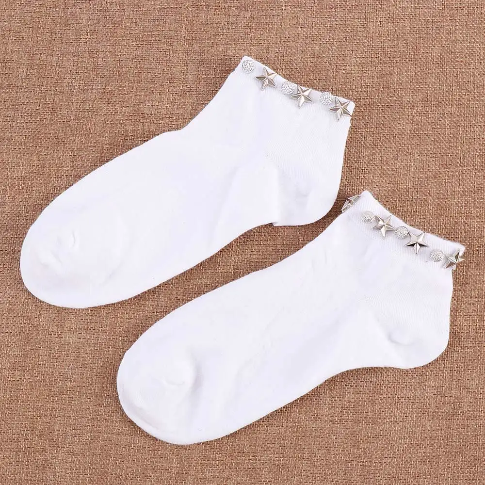 1 Pair Handmade Rivet Pearl Stars Decor Short Socks Women Creative Fashion Hipster Socks Cotton Breathable Socks
1 Pair Handmade Rivet Pearl Stars Decor Short Socks Women Creative Fashion Hipster Socks Cotton Breathable Socks