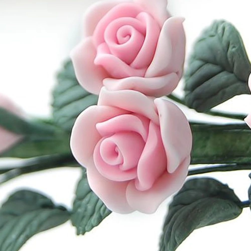 Doll House Bendable Rose Flower Bunch 1/12 Dollhouse Miniature Clay Monthly Fairy Garden Accessory Decoration | Игрушки и хобби