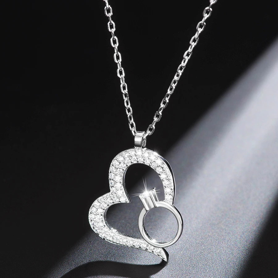 Kinel Original 925 Sterling Silver Pendant Necklace Mosaic Zircon Heart Crystal Necklace Fashion Wedding Jewelry 2019 New
Kinel Original 925 Sterling Silver Pendant Necklace Mosaic Zircon Heart Crystal Necklace Fashion Wedding Jewelry 2019 New