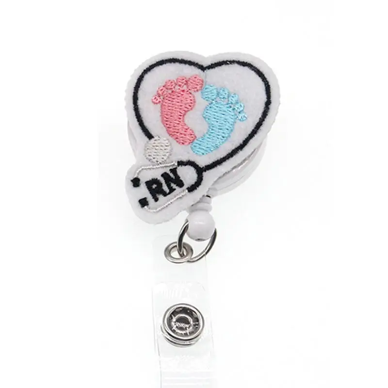 heart shape nurse badge reel retractable felt medical Stethoscope ID holder |
