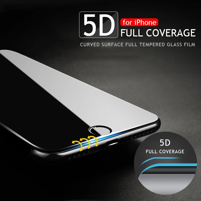 Фото Wellzly 5D Полное покрытие экрана протектор стекло для iPhone 6 6s 7 8 X изогнутые края