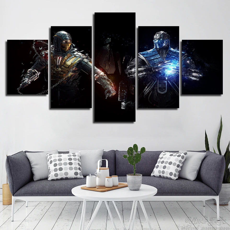 Фото Модульная печатная картина домашний декор фильм суб нуль и Скорпион Mortal Kombat