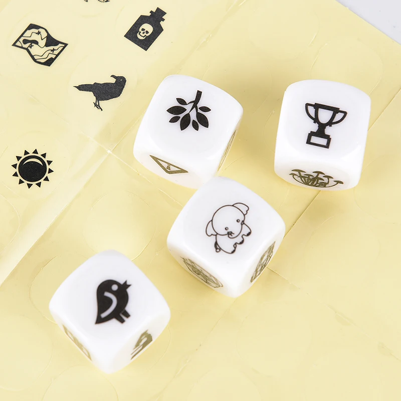 Julyhot story dice game look picture telling a story white cubes with box for family fun party board game
Julyhot story dice game look picture telling a story white cubes with box for family fun party board game