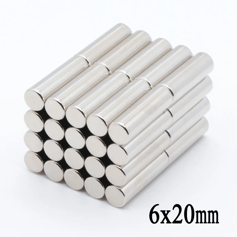 

50pcs 6x20 mm N35 Mini Round Super Strong Magnet Rare Earth Permanent Neodymium Magnets 6x20mm Magnet NdFeB 6*20 mm