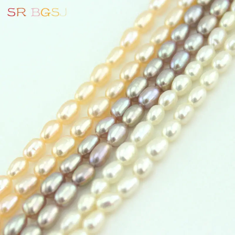 Free Shipping 3x6mm Jewelry Making Natural Olivary Freshwater Loose Pearl Beads Strand 15" | Бусины