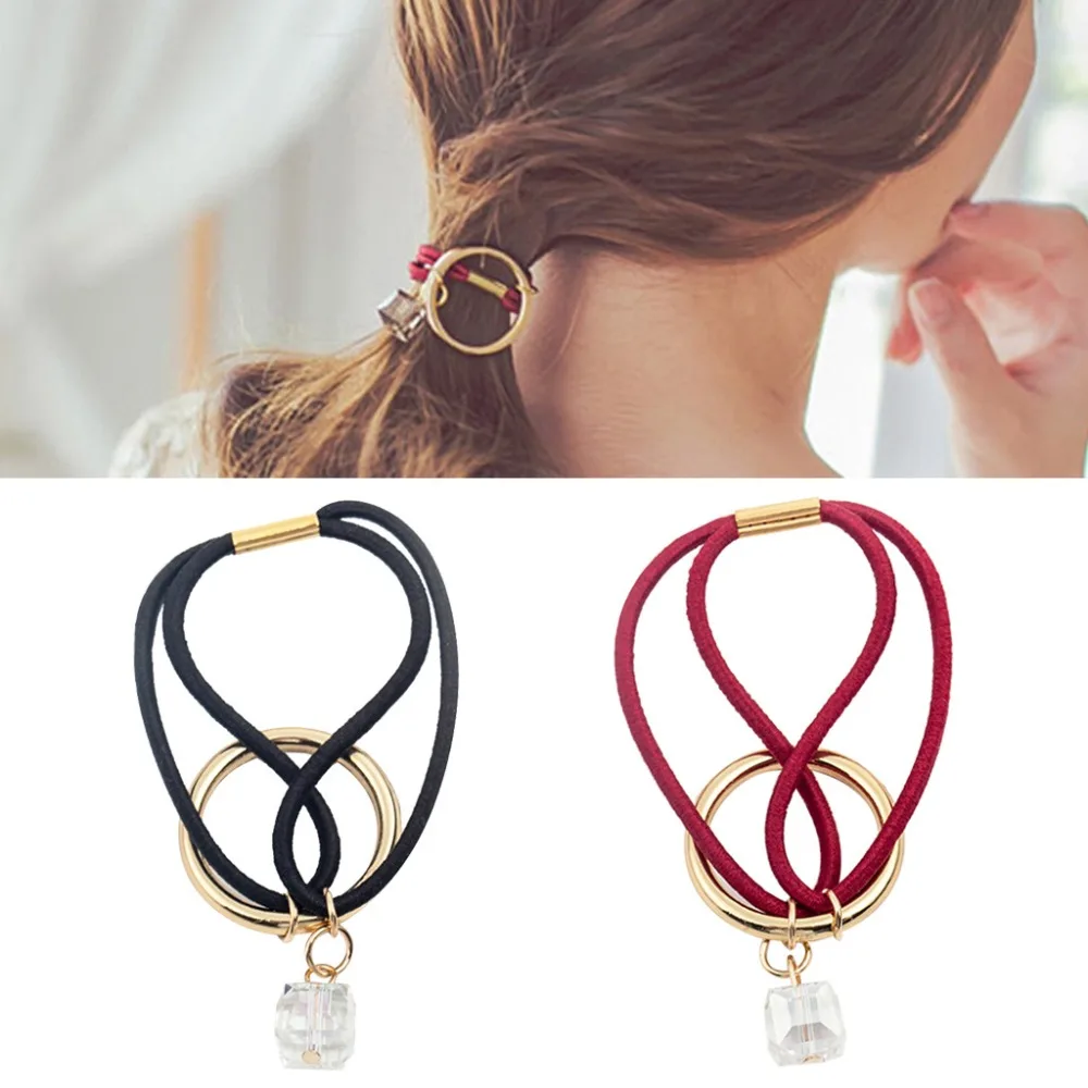 Golden Hook Double Ponytail Holder Clear Rhinestone Pendant Elastic Hair Bands Women New Headweawr Hair Accessories
Golden Hook Double Ponytail Holder Clear Rhinestone Pendant Elastic Hair Bands Women New Headweawr Hair Accessories