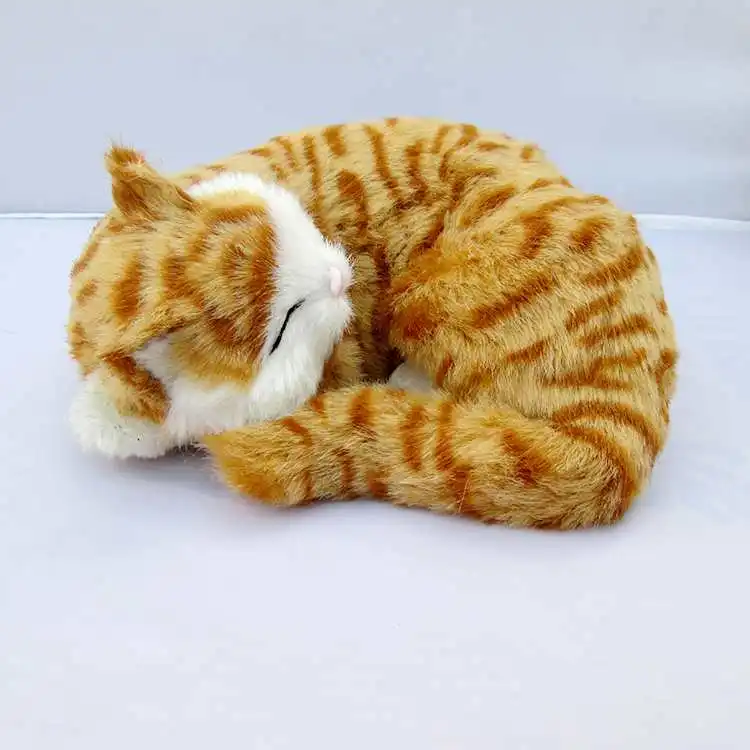 

Симпатичная Спящая имитация кошки из пластика и меха Симпатичная желтая модель кошки подарок около 23x18x8 см a65